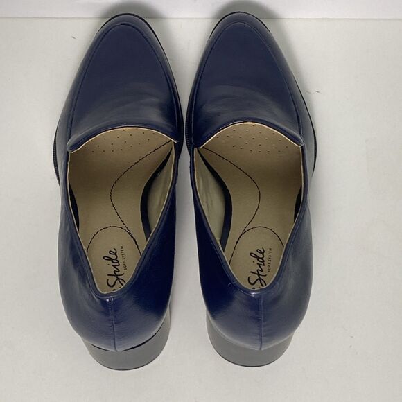 LIFE STRIDE Womens Navy Loafer Devyn Almond Toe Block Heel Slip On Pumps 9W - Picture 5 of 8